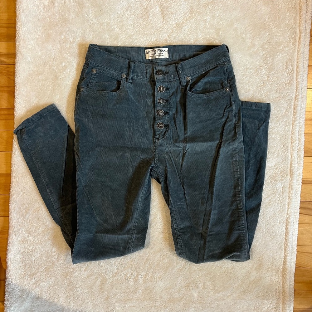Free People Dark Blue Skinny Corduroy Pants